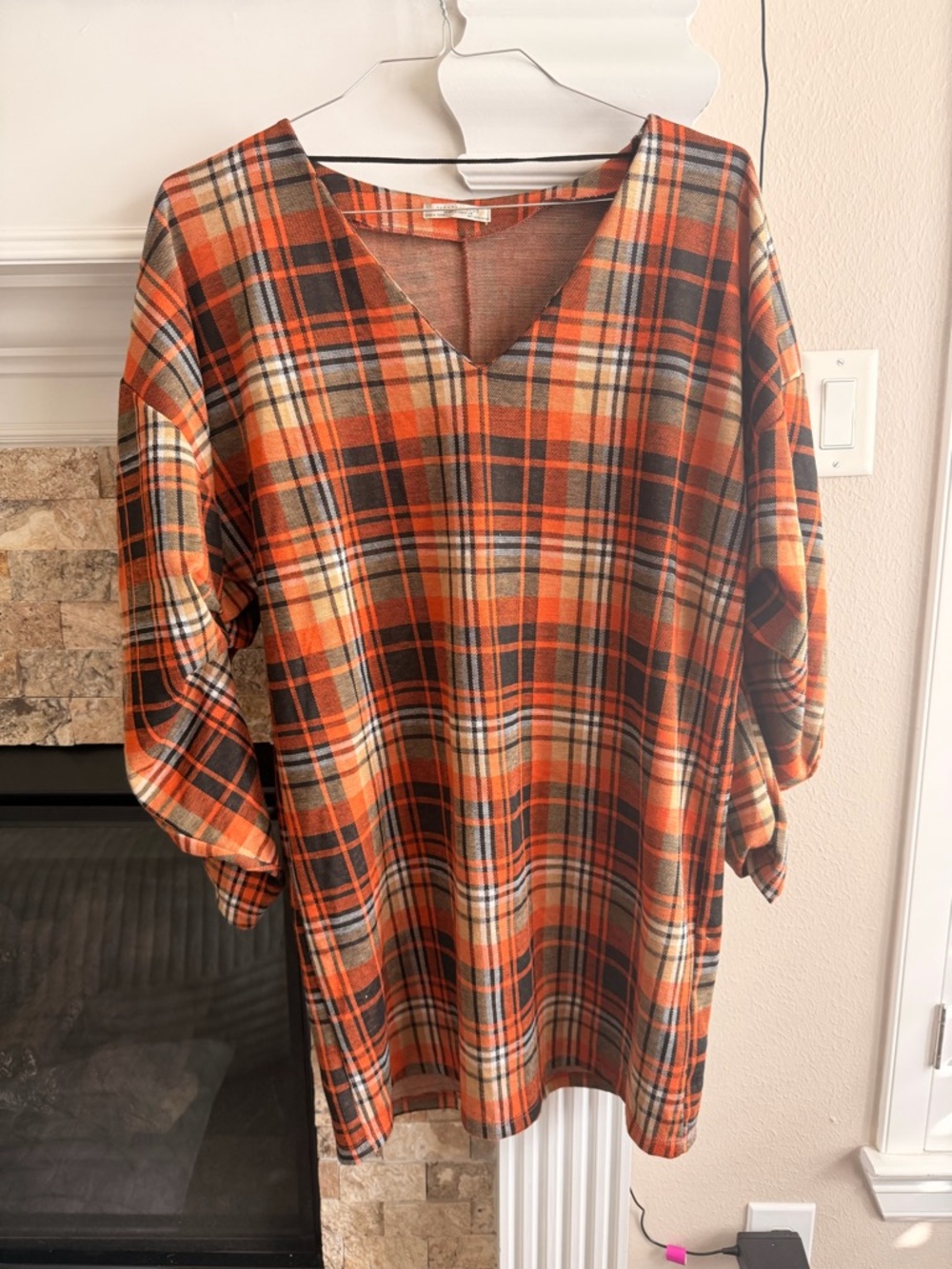 Zara Orange Plaid High-Low Dress